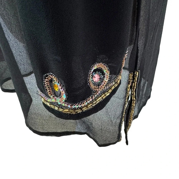 Forecast Sheer Beaded Sequin Swim Cover Up Top Tunic Black Size S NWT - Picture 5 of 9